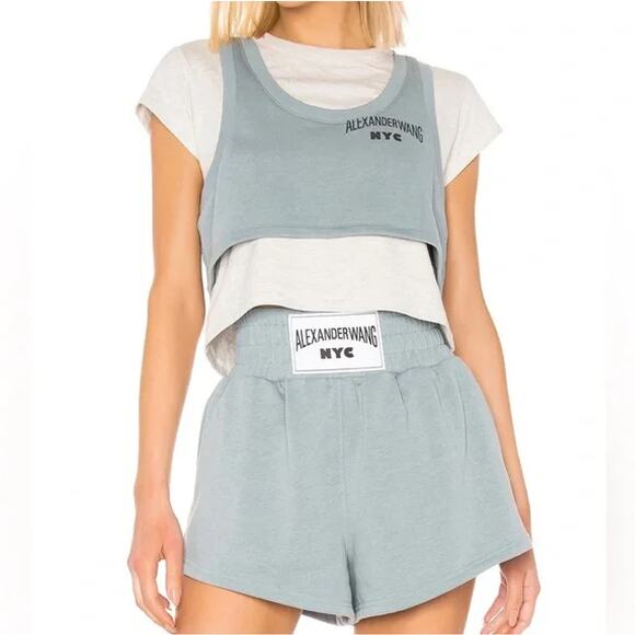 Alexander Wang Pants - Alexander Wang Lightweight Terry Shorts Sea Blue Size XS